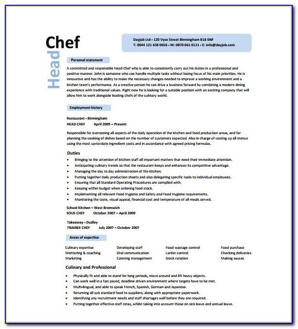 Chef Resume Template Wordchef Resume Template Word