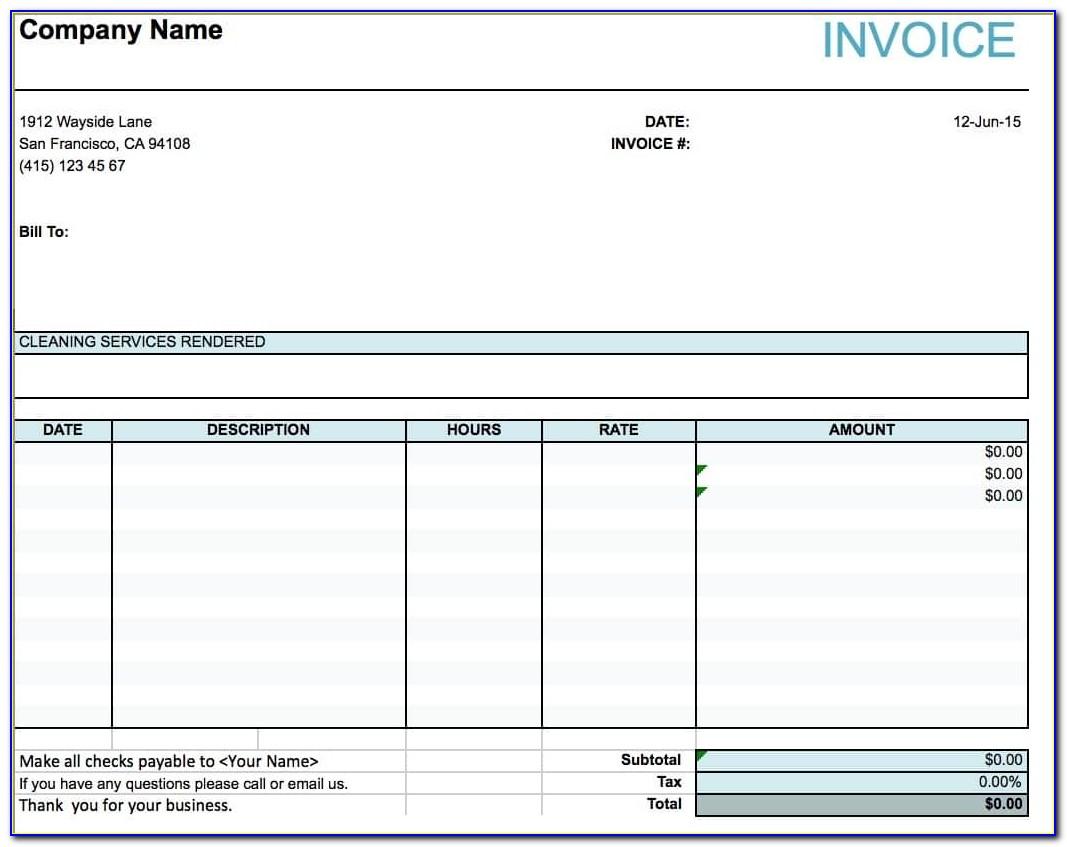 Cleaning Services Invoice Template Uk
