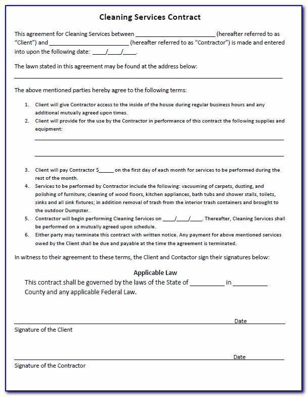 Commercial Cleaning Contract Template Pdf