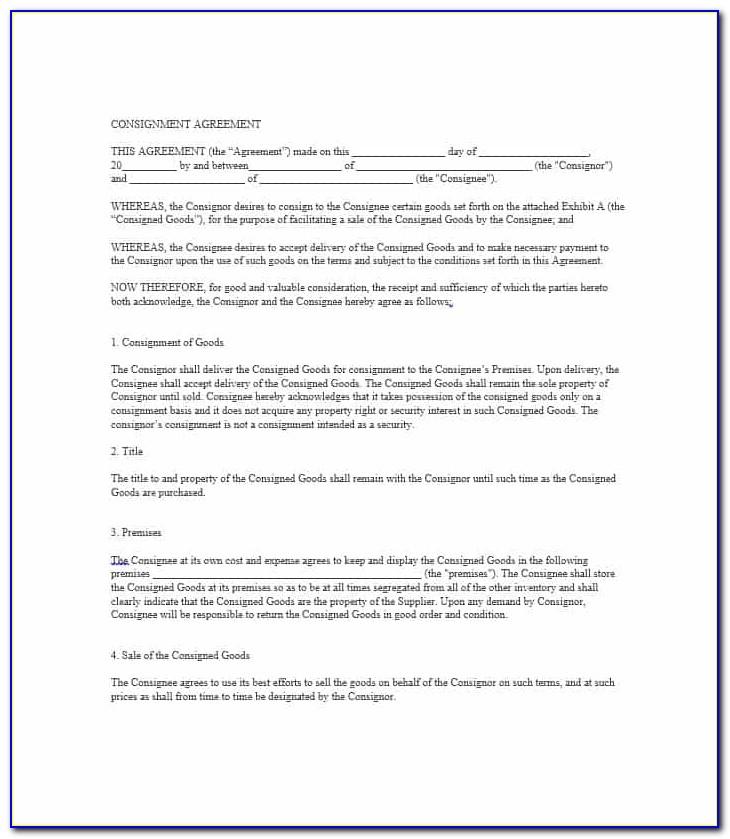 Consignment Contract Form