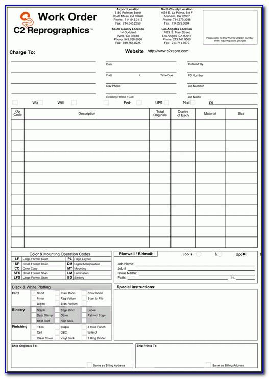 Construction Additional Work Order Template
