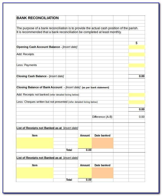 Daily Bank Reconciliation Template Excel