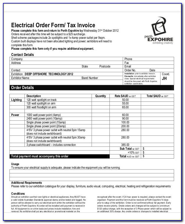 Electrical Invoice Examples