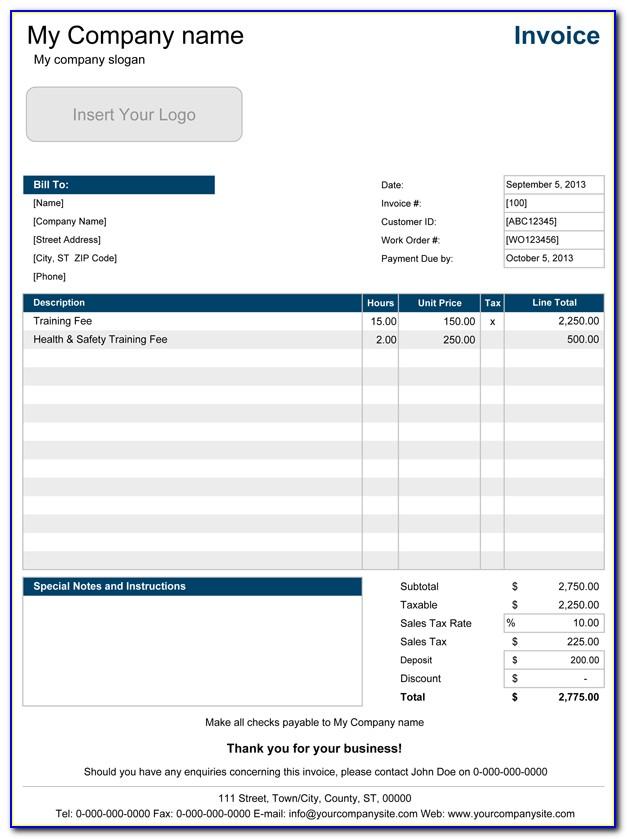 Electrical Invoice Template Uk
