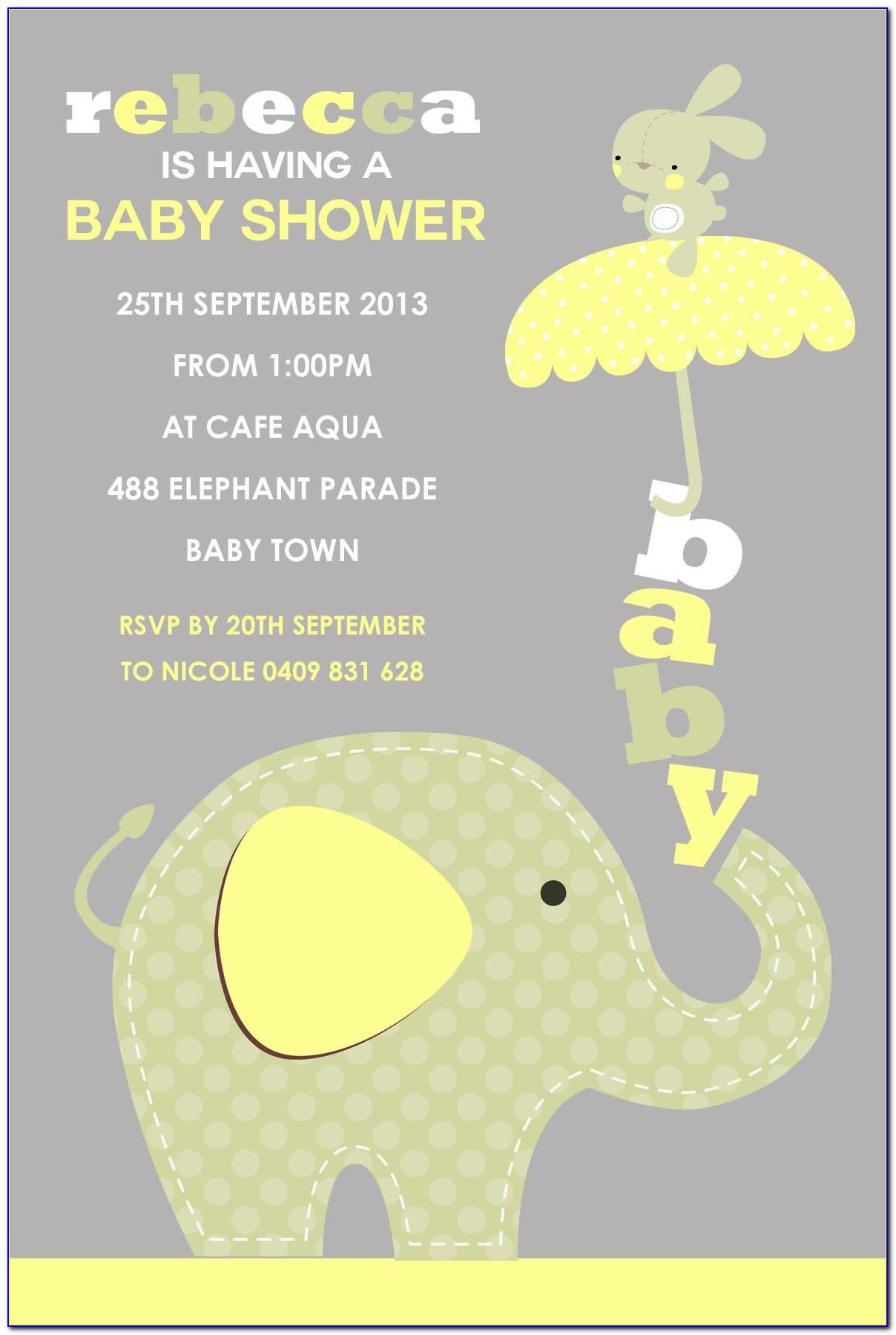 Elephant Baby Shower Card Template