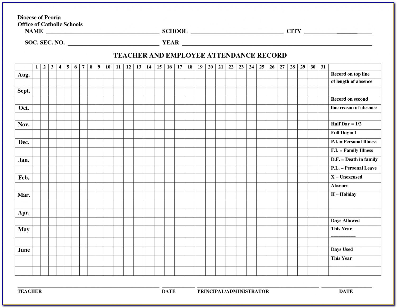 Employee Attendance Tracking Excel Template
