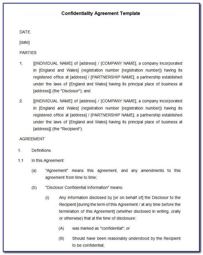Employee Confidentiality Agreement Template Uk