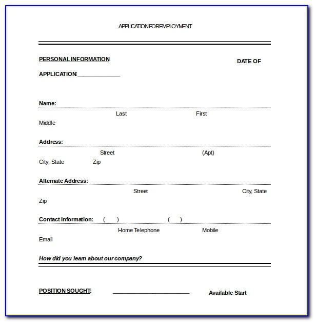 Employee Registration Form Template Word