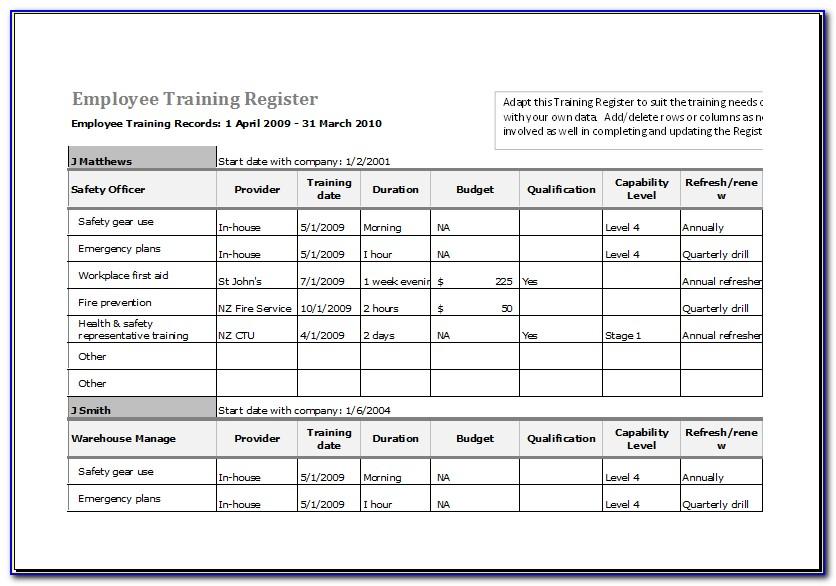 Employee Training Plan Template Excel Free