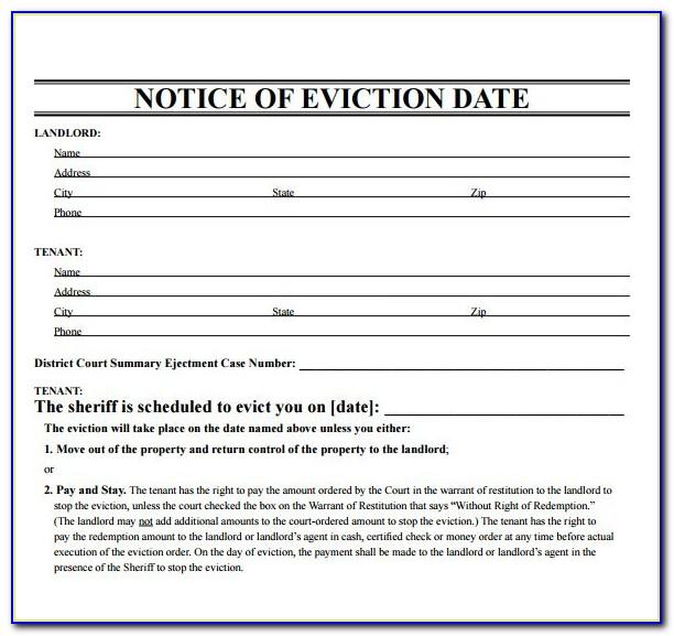 Eviction Notice Form Word Template