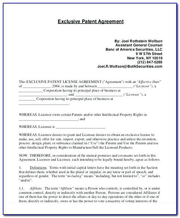 Exclusivity Agreement Template Contract