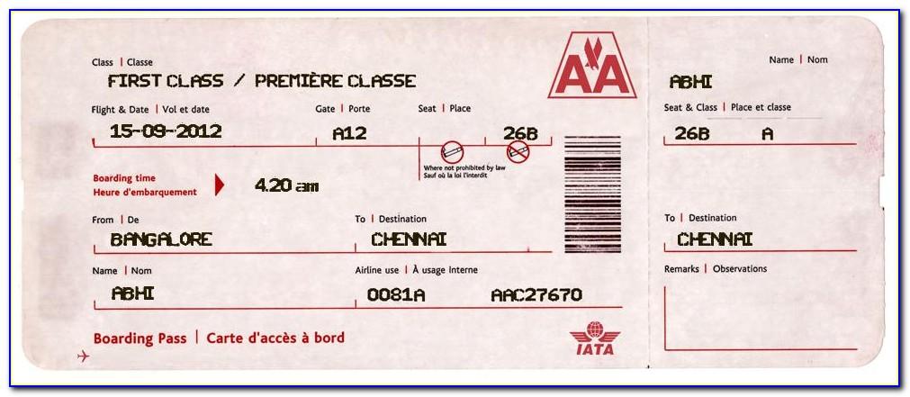 Fake Airline Ticket Template Free