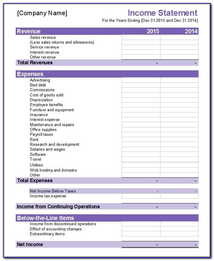 Financial Statement Template Xls India
