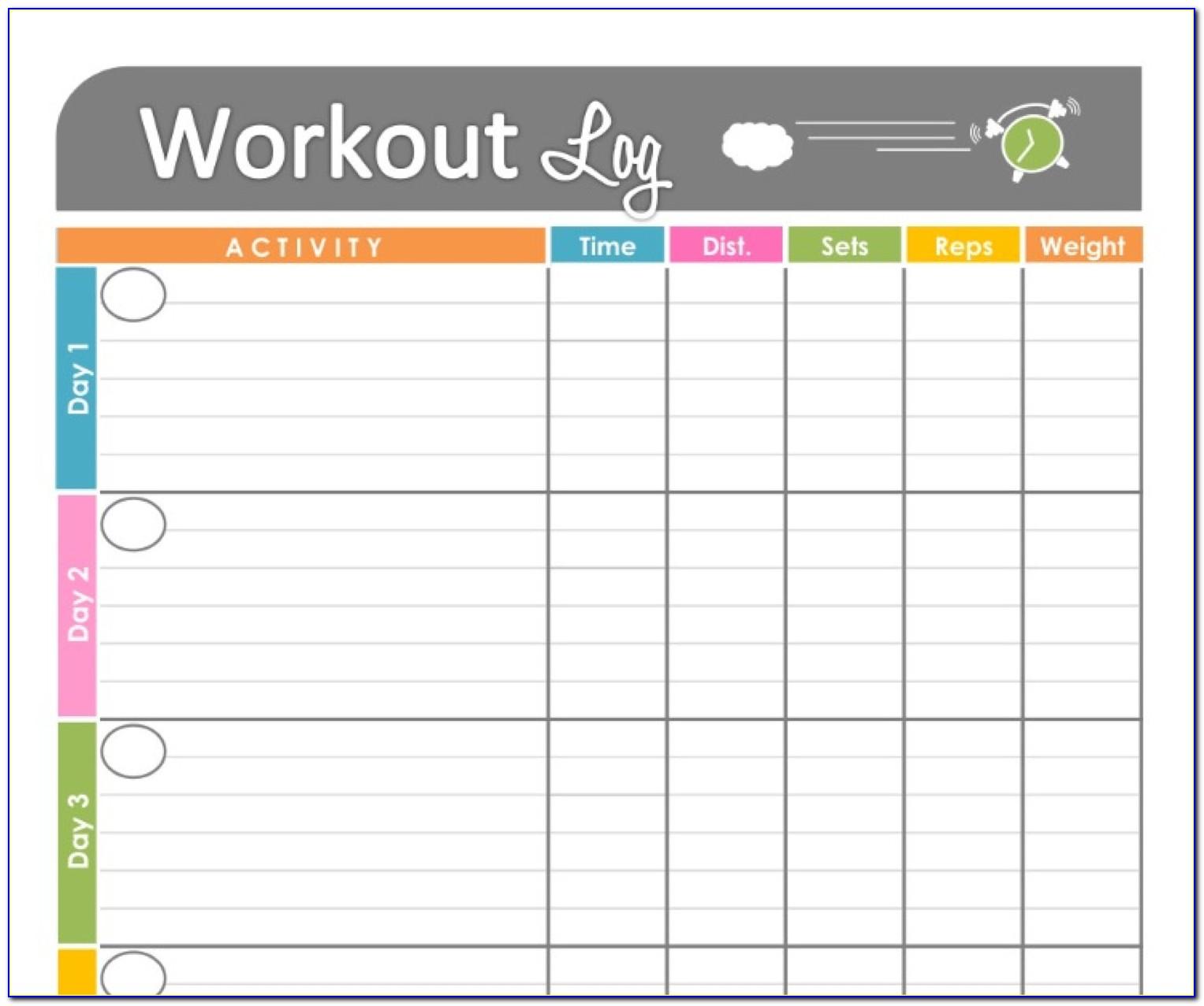 Fitness Log Template Free