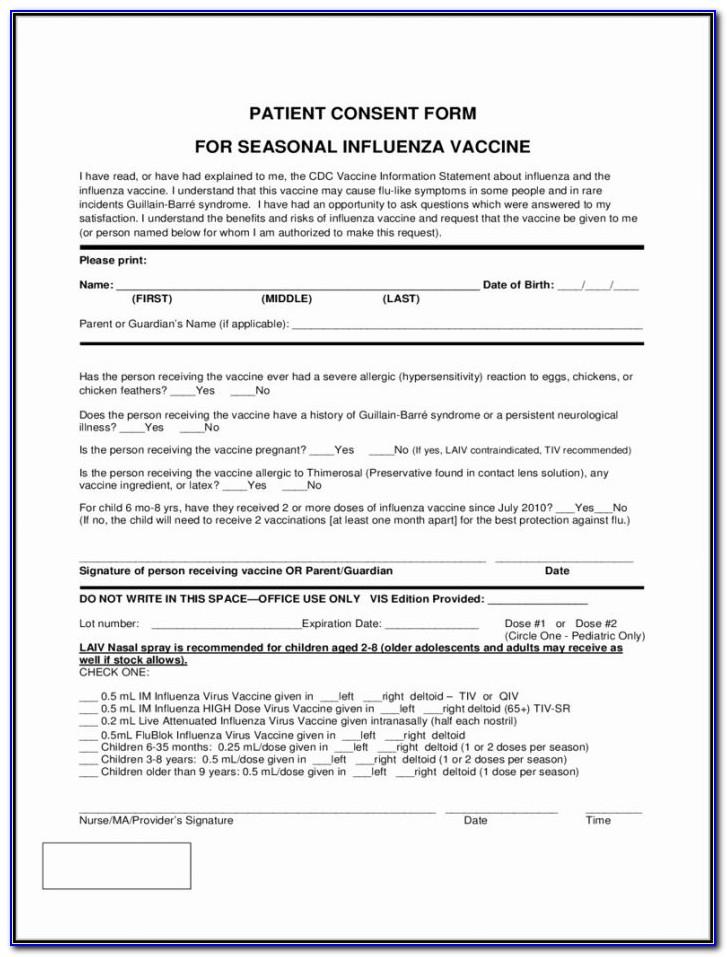 Flu Vaccine Consent Form Template Spanish
