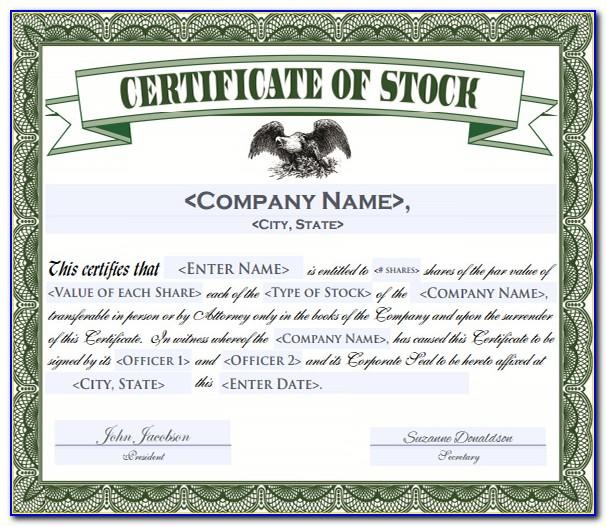 Free Blank Stock Certificate Template