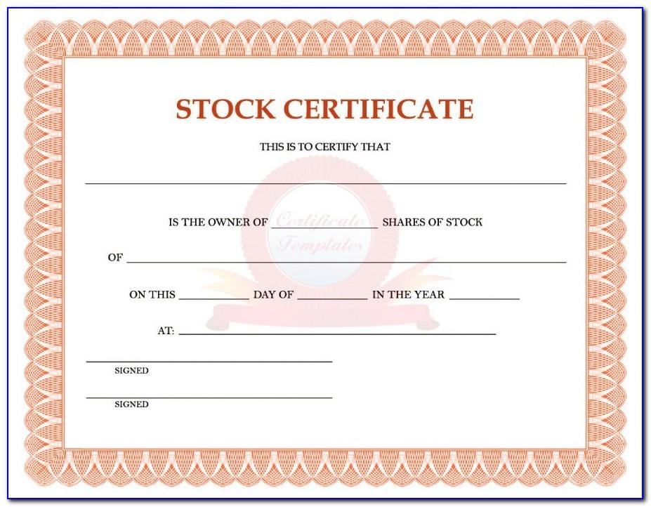 Free Corporate Stock Certificate Template