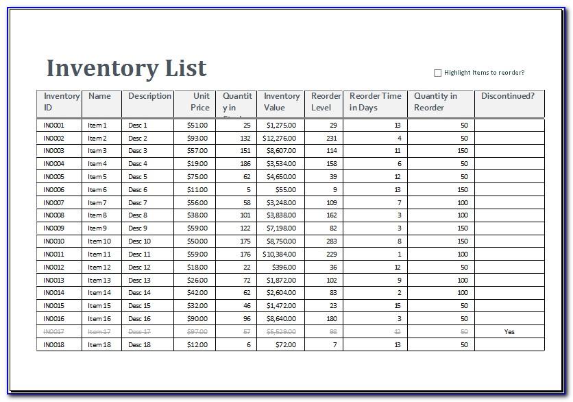 Free Excel Inventory Sales Template