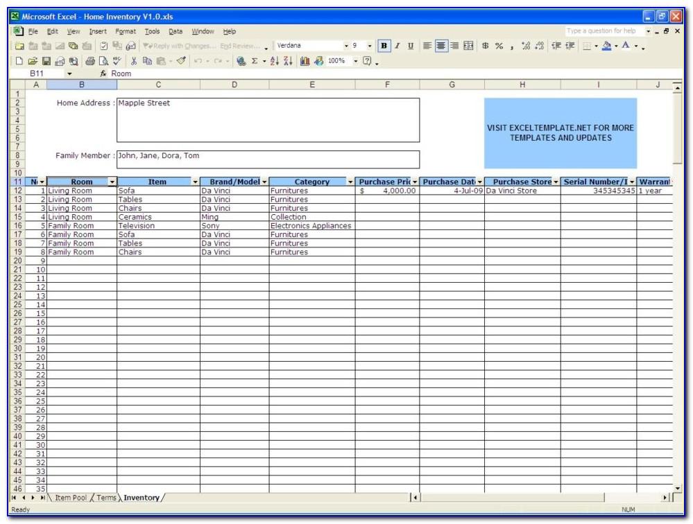Free Excel Inventory Template With Formulas