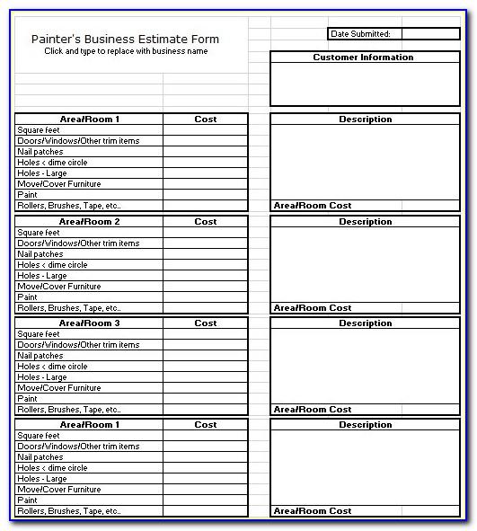 Free Painting Estimate Template Excel