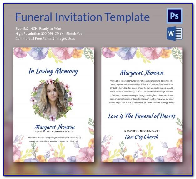 Free Printable Funeral Invitation Template