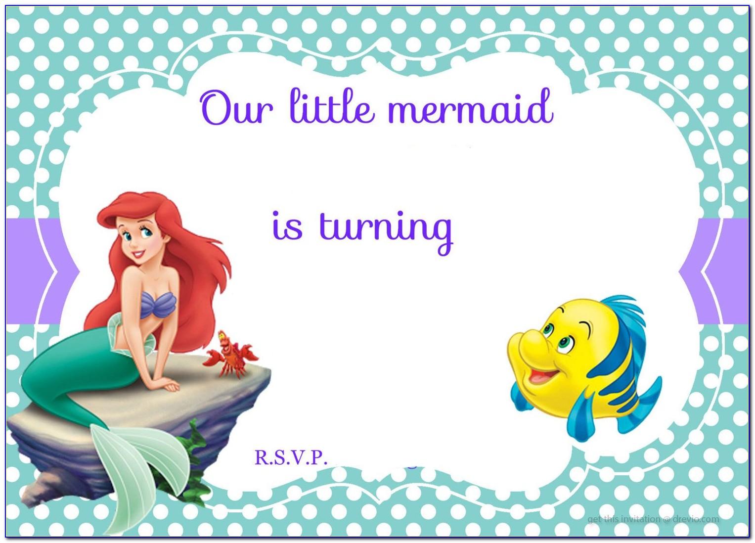 Free Printable Little Mermaid Birthday Invitation Templates