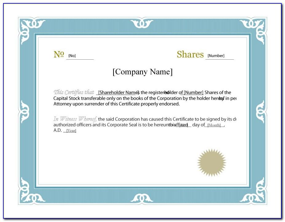 Free Printable Stock Certificate Template