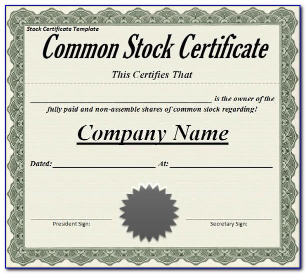 Free Stock Certificate Form