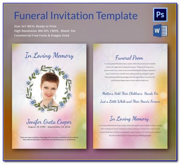 Funeral Invitation Card Template Free
