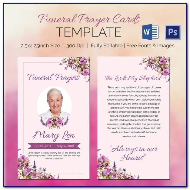 Funeral Prayer Card Template For Word