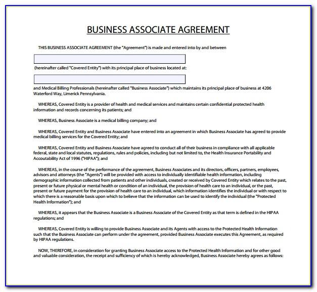 Hipaa Business Associate Agreement Template 2019