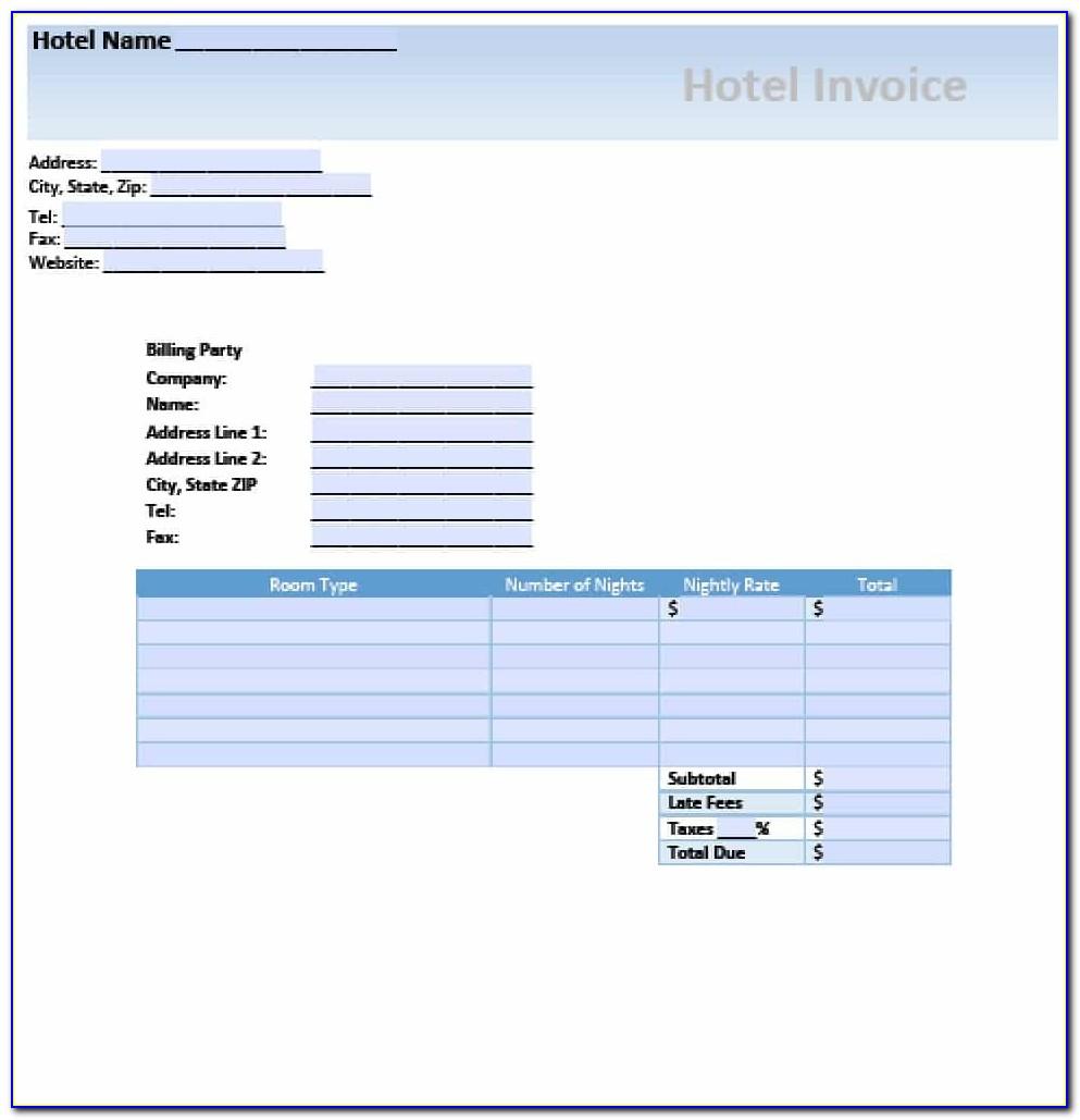 Hotel Invoice Template Word Doc
