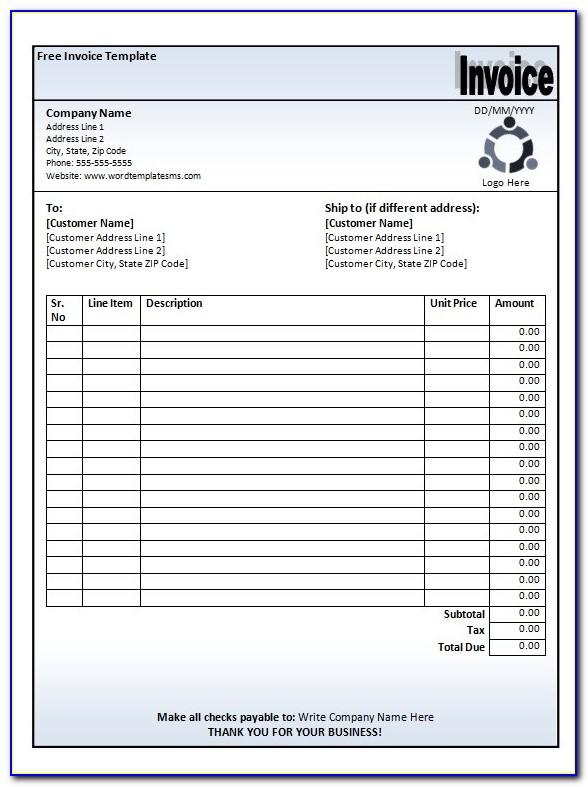 Hotel Invoice Template Word