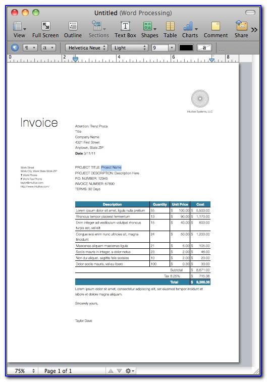 Invoice Template Mac Pages