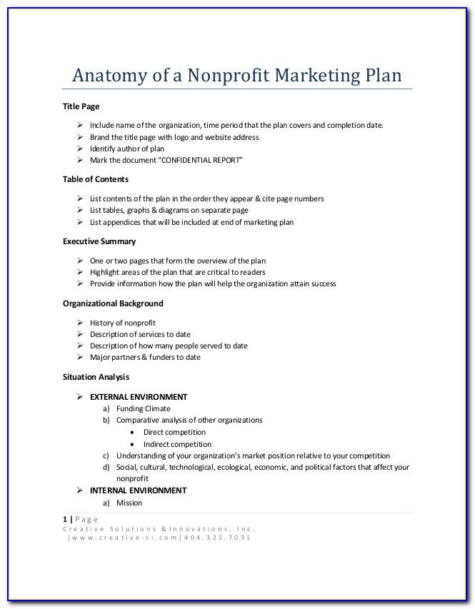 Marketing Plan Templates For Nonprofit Organizations