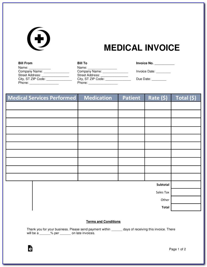 Medical Invoice Template Pdf