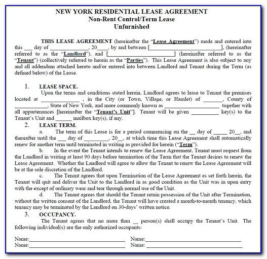 New York City Residential Lease Agreement Form Pdf