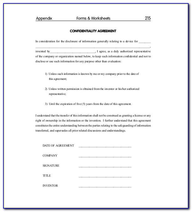 Non Disclosure Agreement Template Free Word
