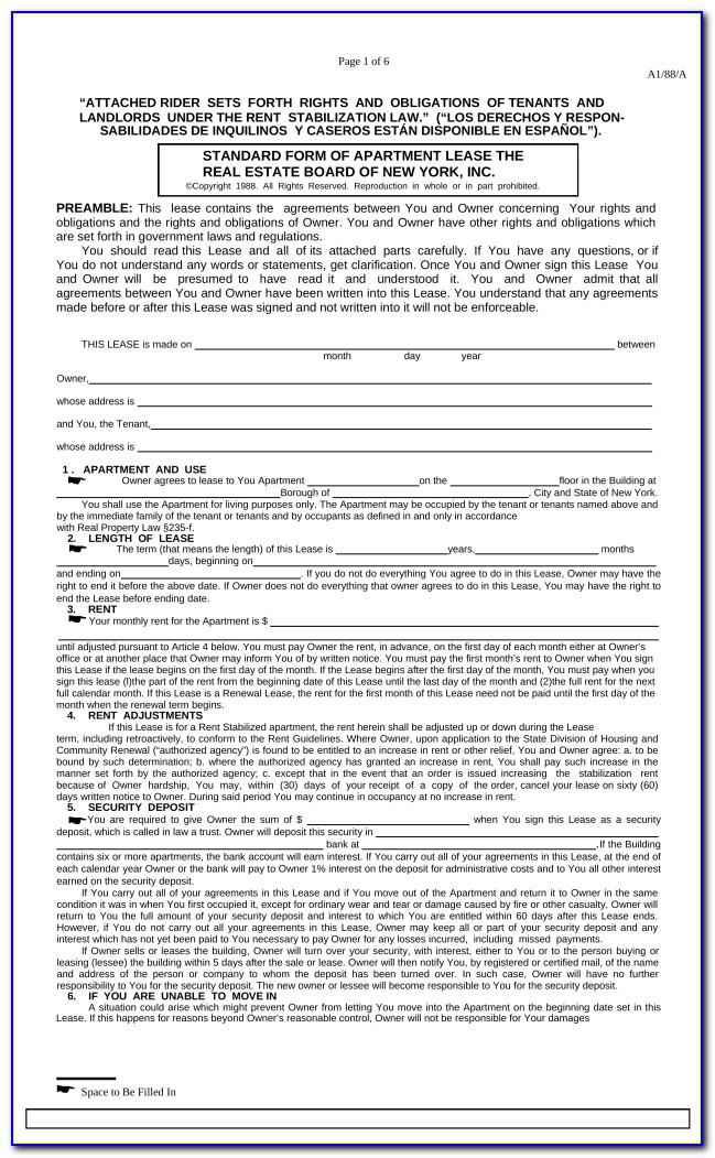 Ny Residential Lease Agreement Form
