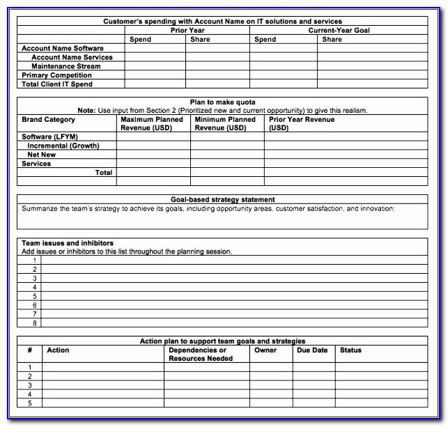 One Page Strategic Plan Template Excel