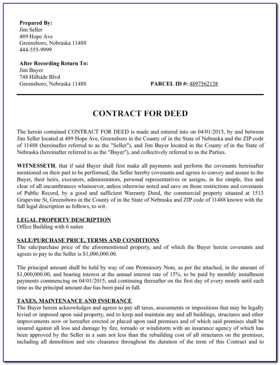 Owner Financing Contract Sample