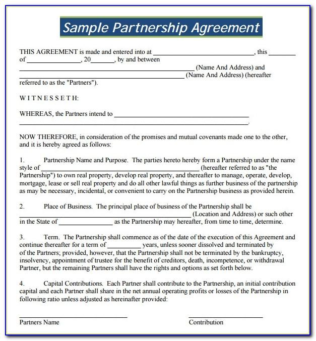 Partnership Agreement Format Pdf