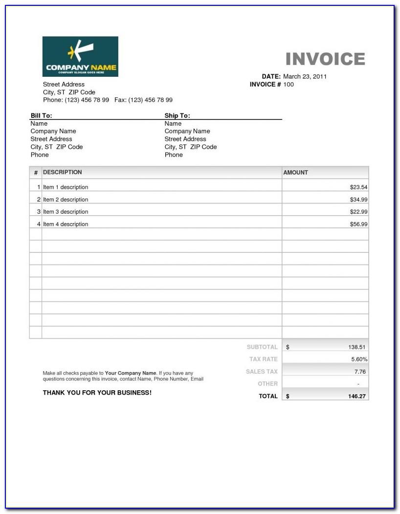 Personal Invoice Template Uk