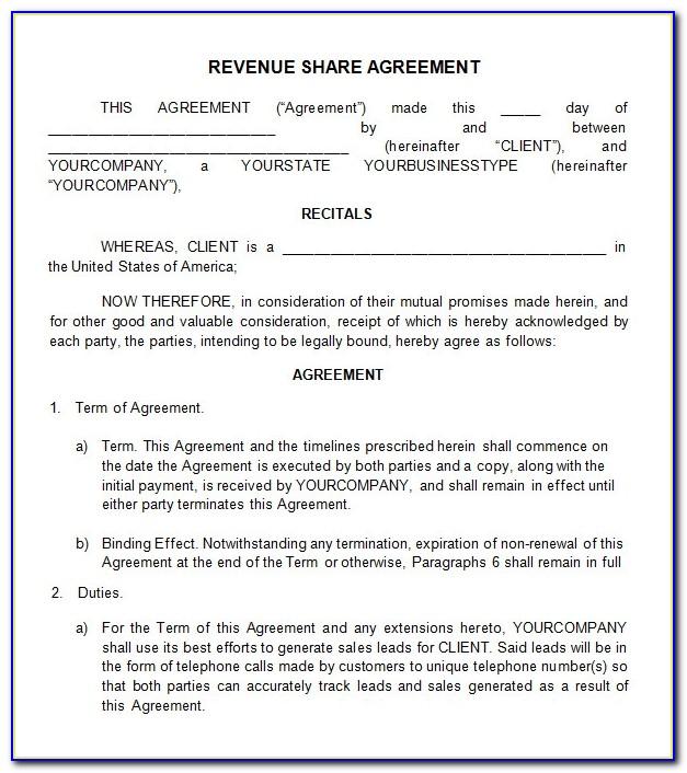Profit Sharing Agreement Template Free