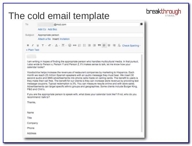 Recruiter Cold Call Email Template