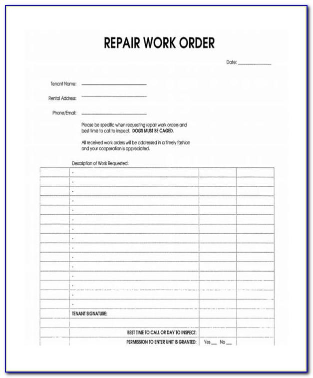 Repair Order Template Automotive