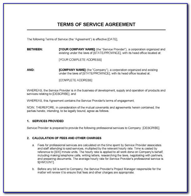 Service Contract Sample Word