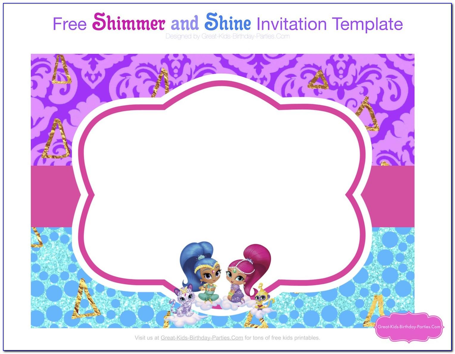 Shimmer And Shine Birthday Invitation Template Free