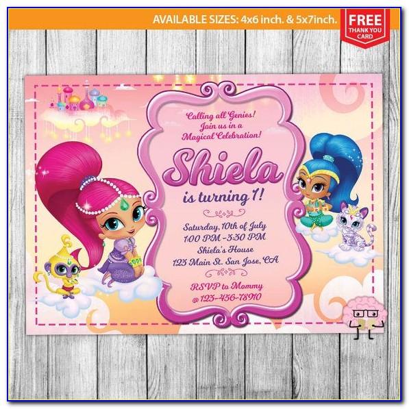 Shimmer And Shine Birthday Invitations Template