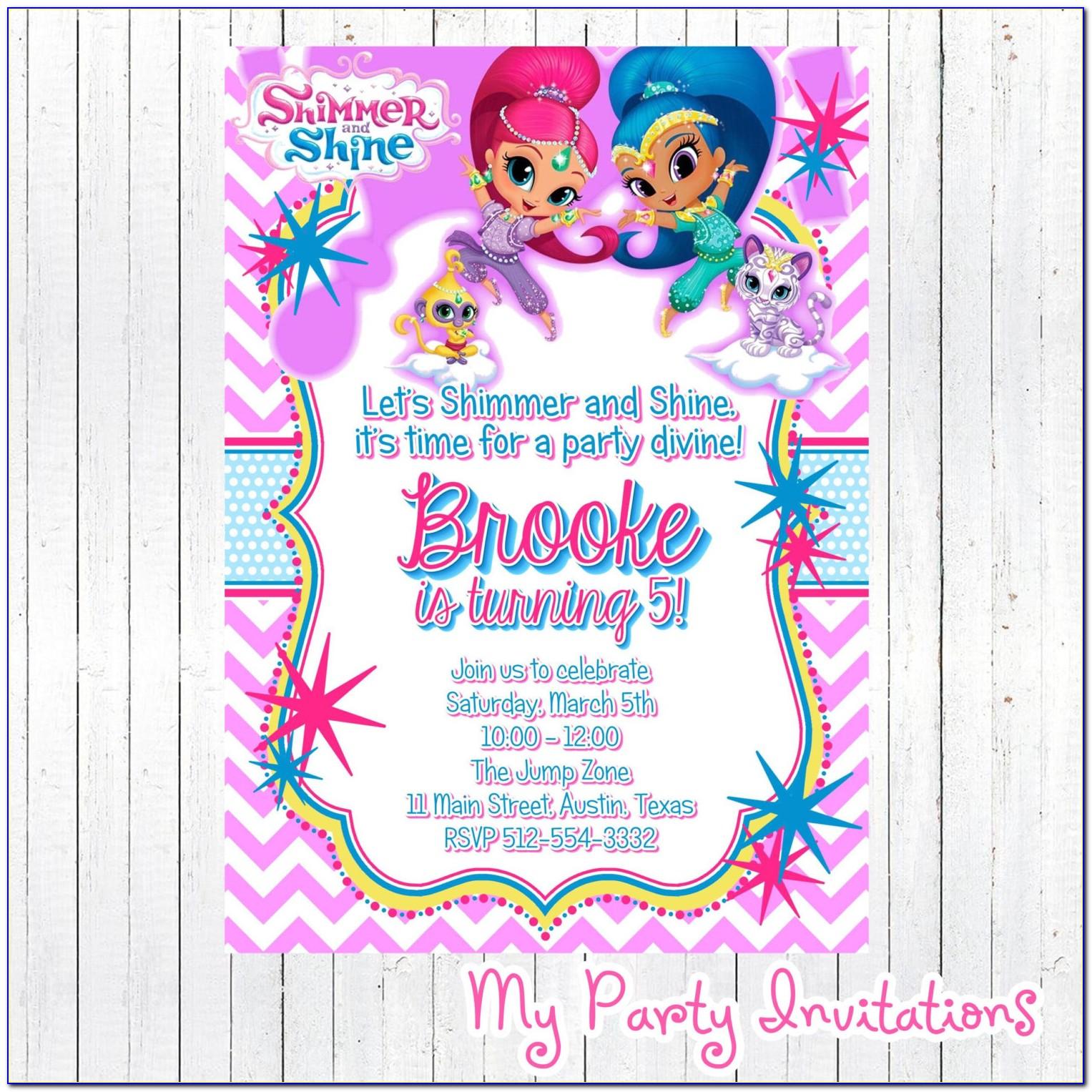 Shimmer And Shine Party Invitation Template